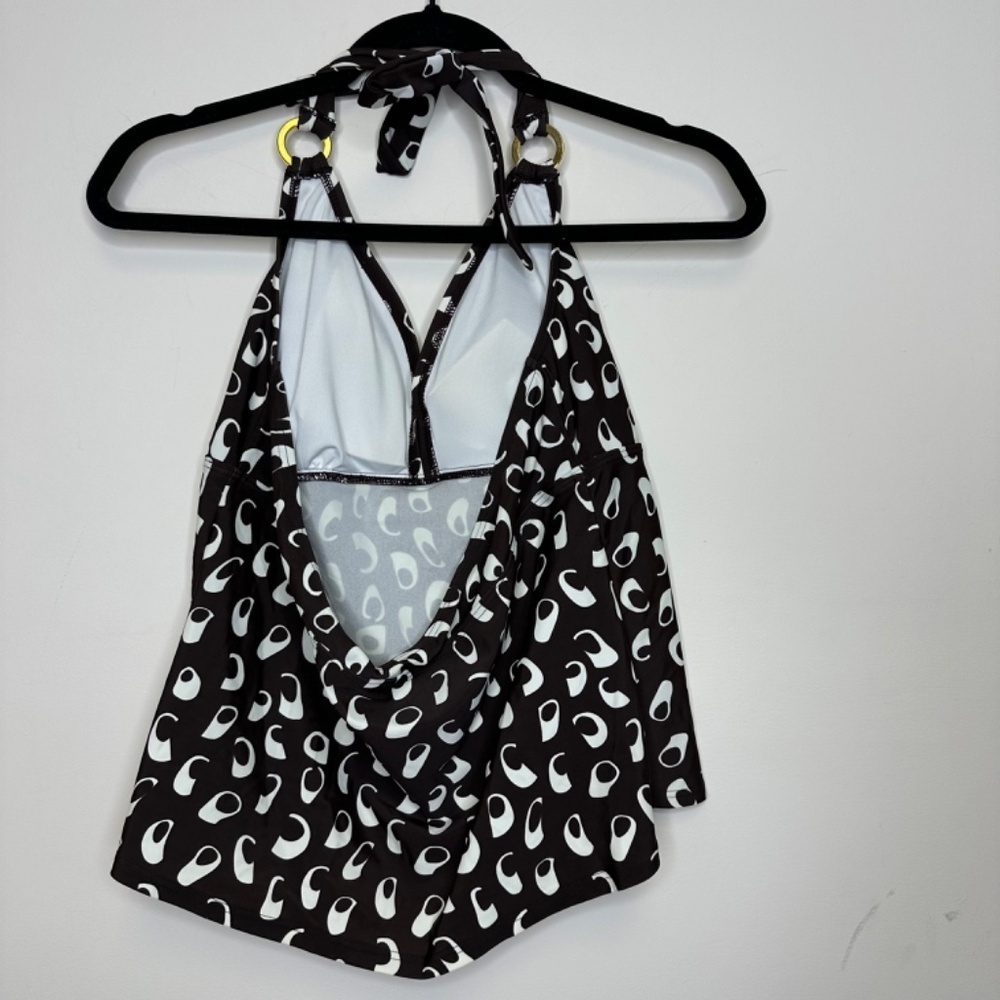 Vintage Y2K Silhouette Solutions Halter Tankini Top Brown & White Abstract Print - Picture 5 of 15